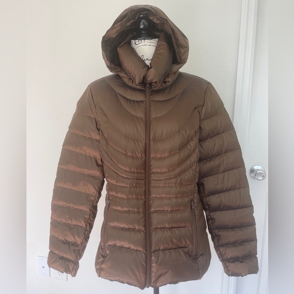 a.n.a Down Puffer Jacket Packable Hooded Bronze Brown Sz XL Winter Versatile - Picture 4 of 15